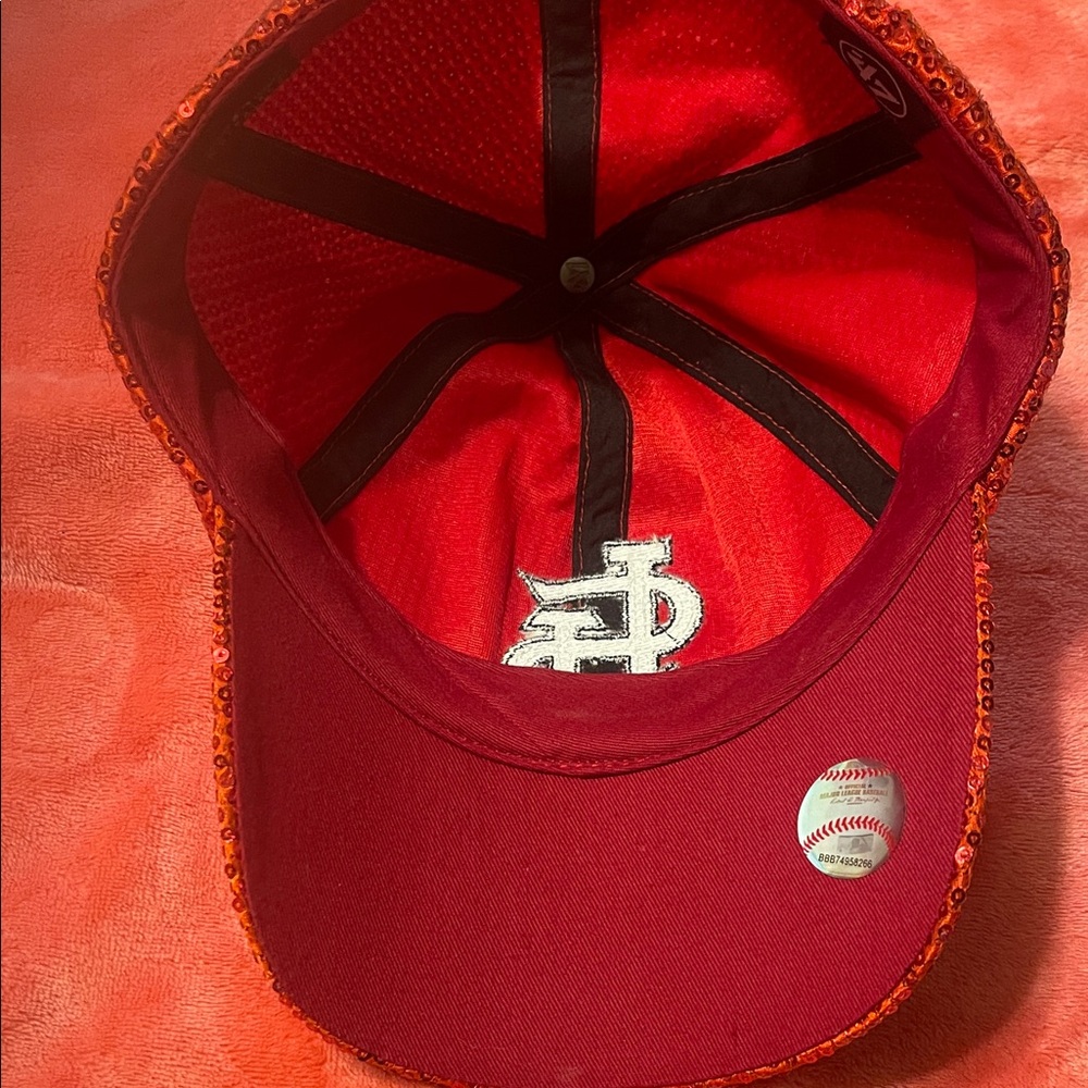 Sequin Red Baseball Cap With Logo - image 5